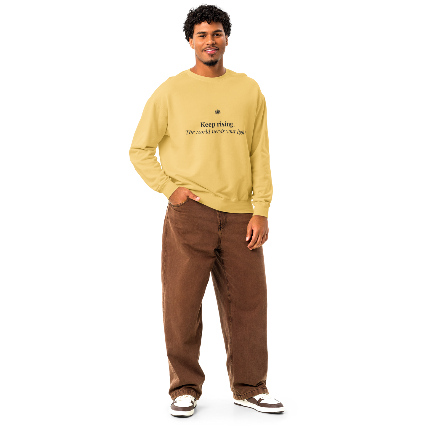 Keep Rising. The World Needs Your Light™ Light Crewneck